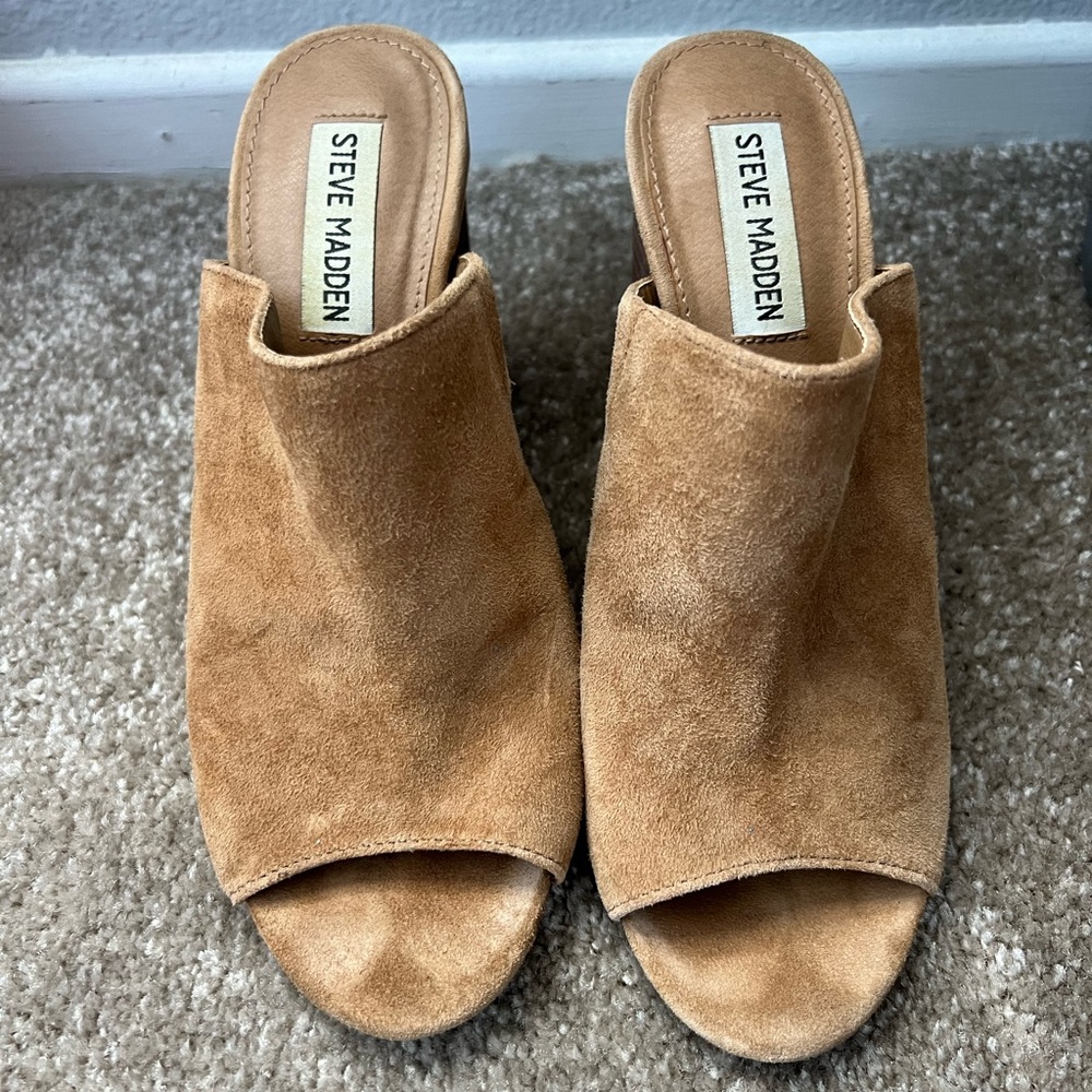 Steve Madden Camel Suede Women's Mules